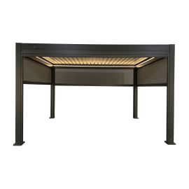 Pergola Dallas z LED in sončno zaščito - barva: antracit, dolžina: 4000 mm, širina: 3000 mm, višina: 2500 mm