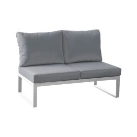 lounge 2-sed Lissabon iz aluminija - barva aluminija: siva aluminij, barva blaga: temno siva