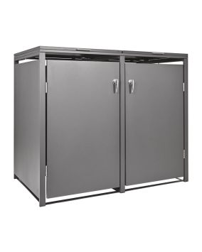 Zaboj za dva smetnjaka z dvokrilnimi vrati – barva: sivo aluminijasta, širina: 132 cm, višina: 116 cm, globina: 80 cm