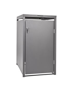 Zaboj za smetnjak z enojnimi vrati – barva: sivo aluminijasta, širina: 66 cm, višina: 116 cm, globina: 80 cm