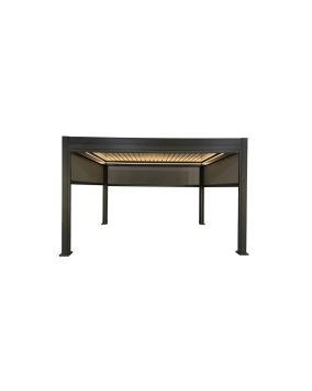 Pergola Dallas z LED in sončno zaščito - barva: antracit, dolžina: 4000 mm, širina: 3000 mm, višina: 2500 mm