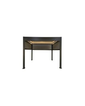 Pergola Dallas z LED in sončno zaščito - barva: antracit, dolžina: 3000 mm, širina: 3000 mm, višina: 2500 mm