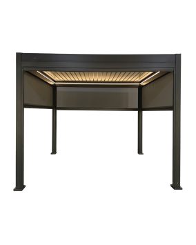Pergola Dallas z LED in sončno zaščito - barva: antracit, dolžina: 3000 mm, širina: 3000 mm, višina: 2500 mm