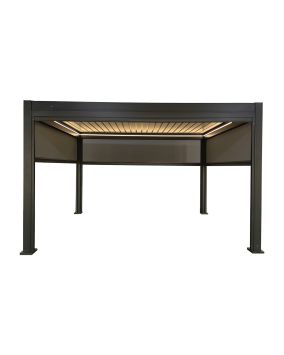 Pergola Dallas z LED in sončno zaščito - barva: antracit, dolžina: 4000 mm, širina: 3000 mm, višina: 2500 mm