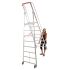 Klettermax Universal Plus aluminijasta podestna lestev Mod. UP826 – število stopnic: 7, dolžina lestve: 2,75 m, delovna višina: 3,45 m, višina podesta: 1,65 m, spodnja širina: 0,73 m, izteg: 1,50 m